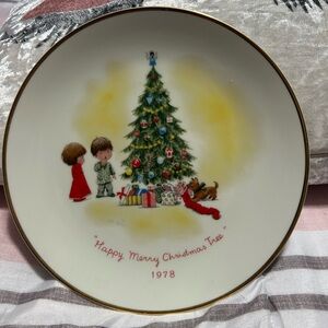 Gorham Christmas 1978 Happy Merry Christmas Tree Plate